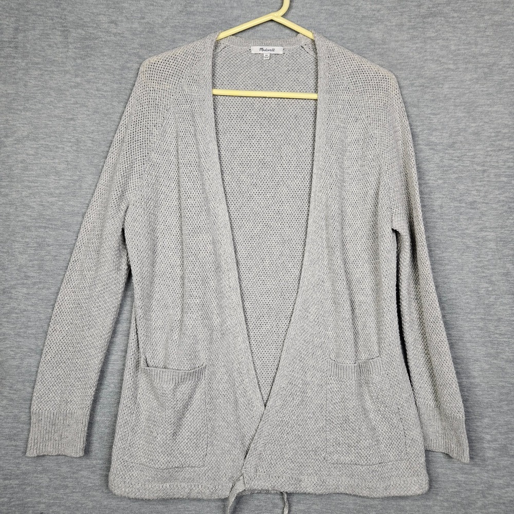 Madewell Gray Open Front Tie Waist Long Sleeve Cardigan Size XS NEW